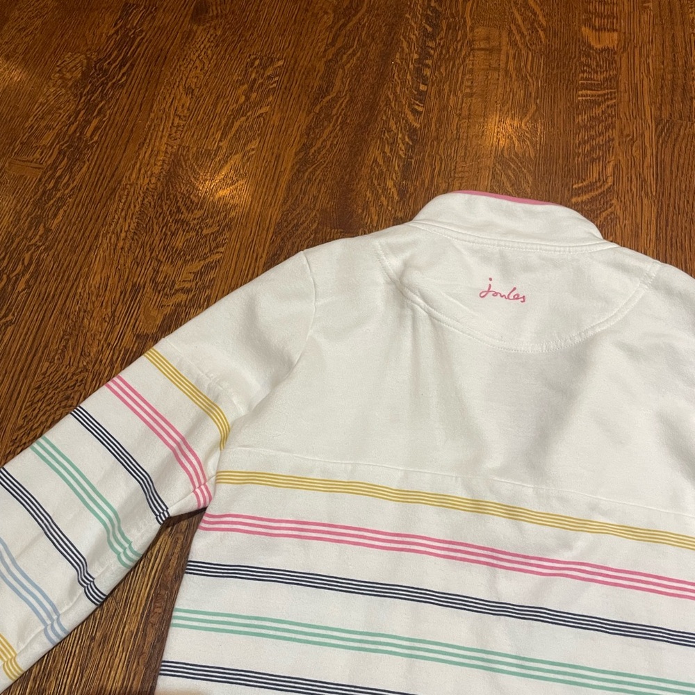 Joules Girls Fairdale Cream Multi Stripe Quarter Zip - Picture 6 of 6